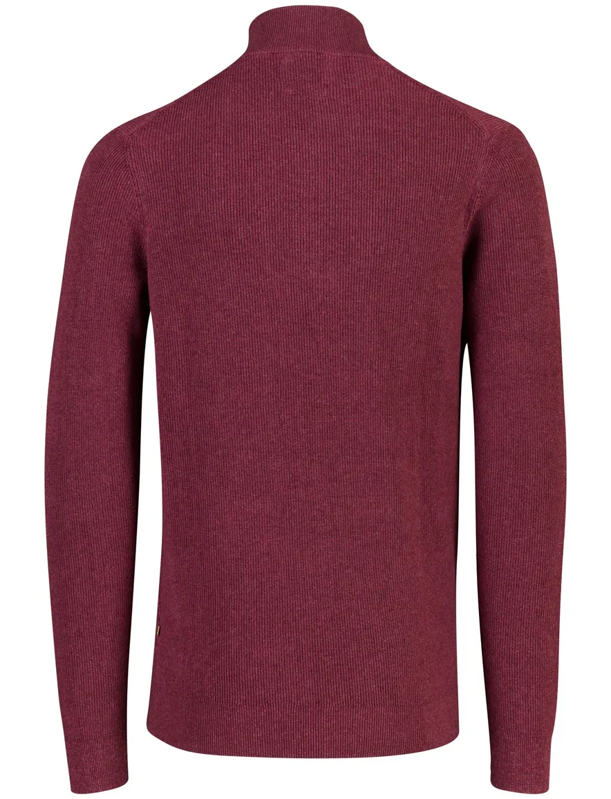 Portofino trui half zip bordeaux gemeleerd grof gebreid