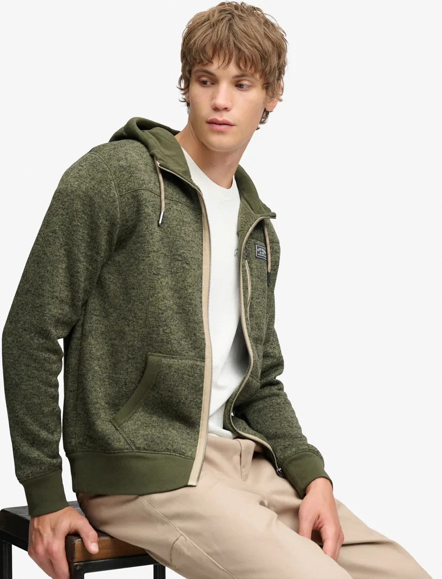 Superdry sweatvest donkergroen met borstzak