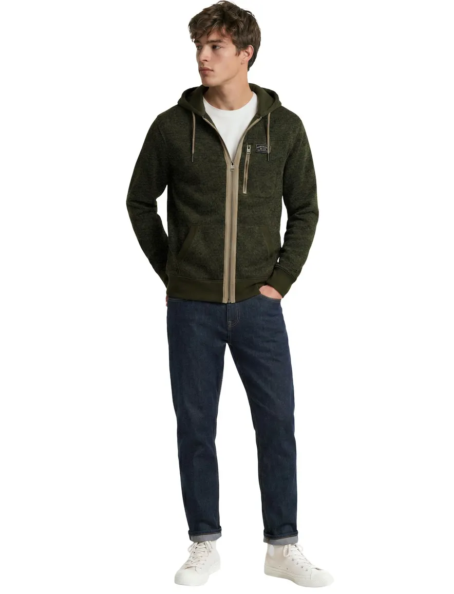 Superdry sweatvest donkergroen met borstzak