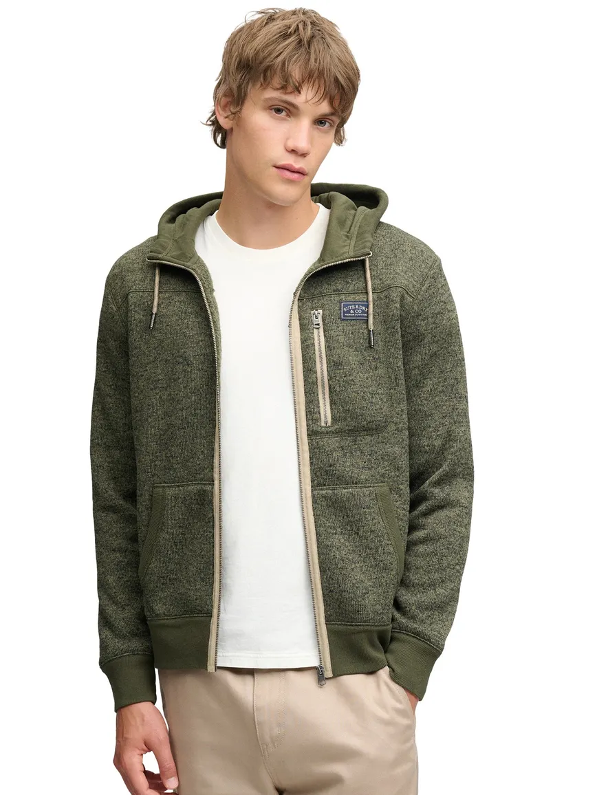 Superdry sweatvest donkergroen met borstzak