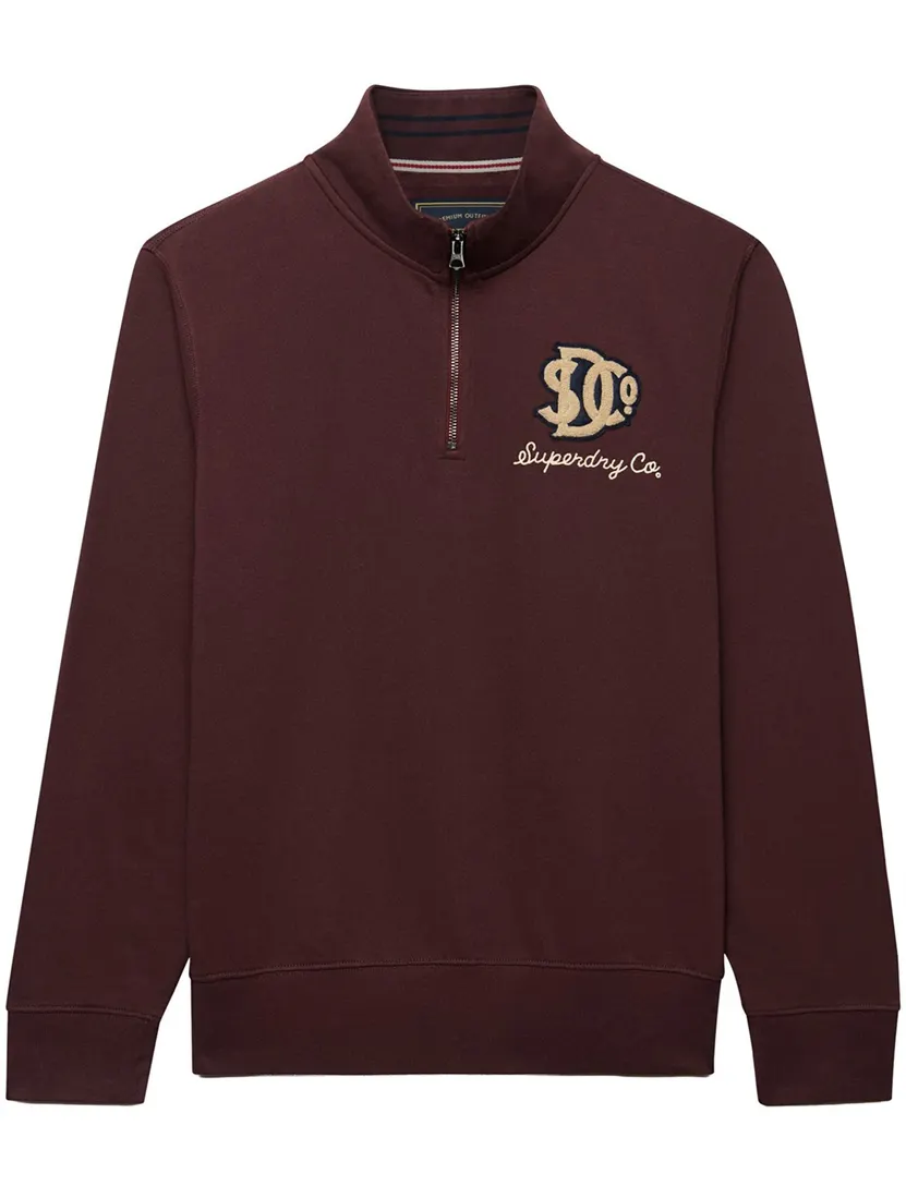 Superdry half zip trui bordeaux opdruk