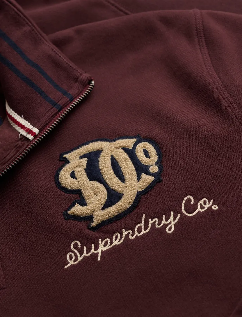 Superdry half zip trui bordeaux opdruk