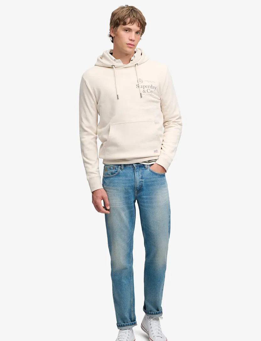 Hoodie Superdry creme opdruk
