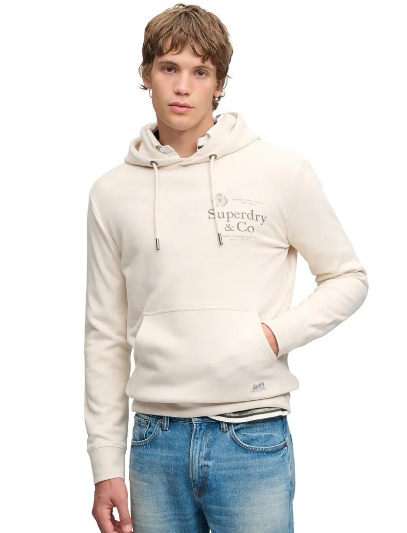 Hoodie Superdry creme opdruk