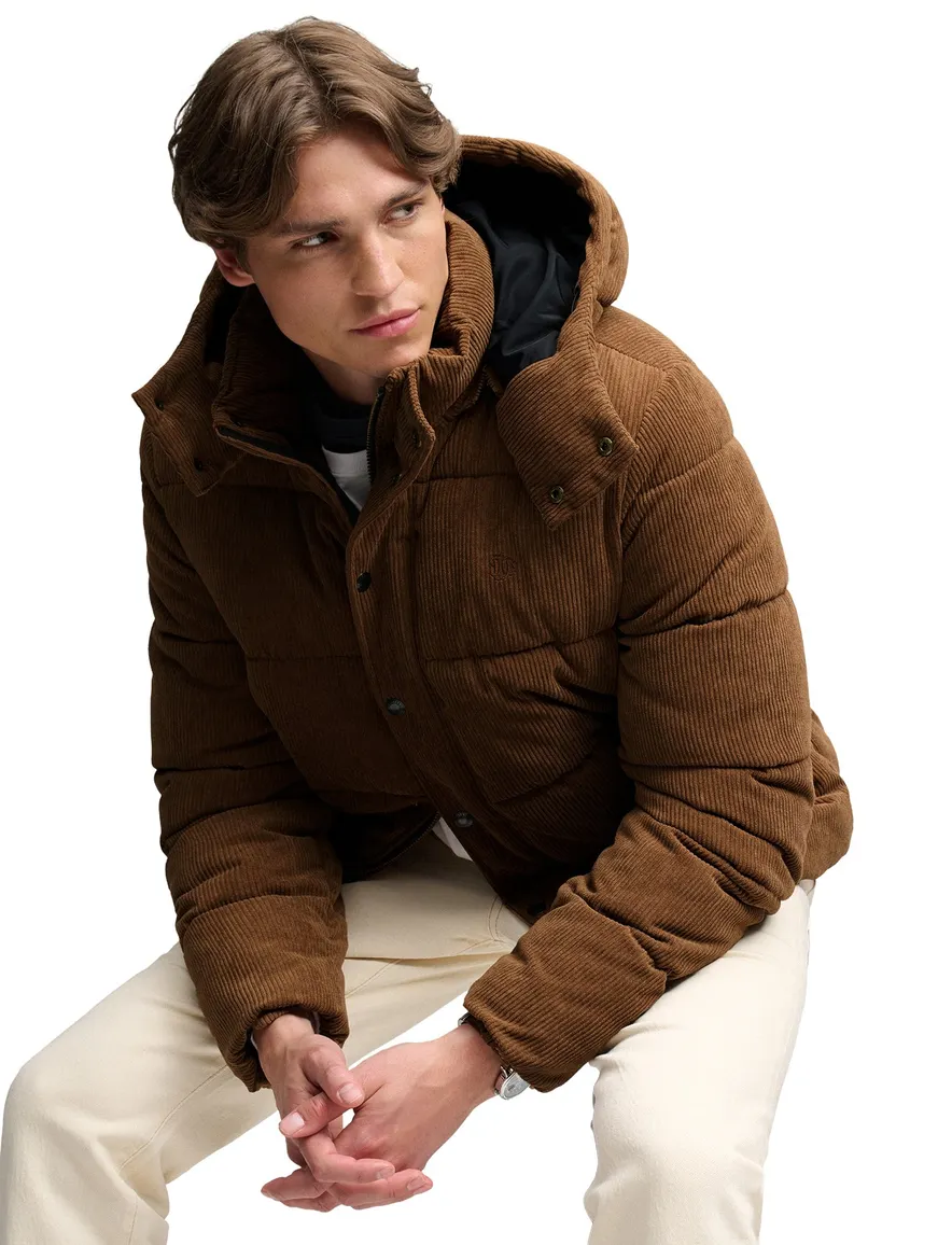 Superdry gewatteerde jas bruin waterafstotend