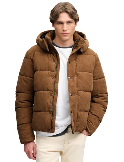 Superdry Superdry gewatteerde jas bruin waterafstotend