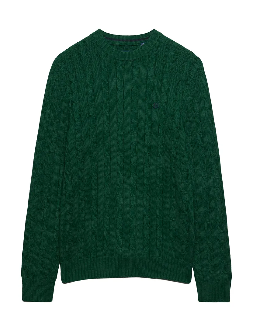 Trui Superdry donkergroen grof gebreid
