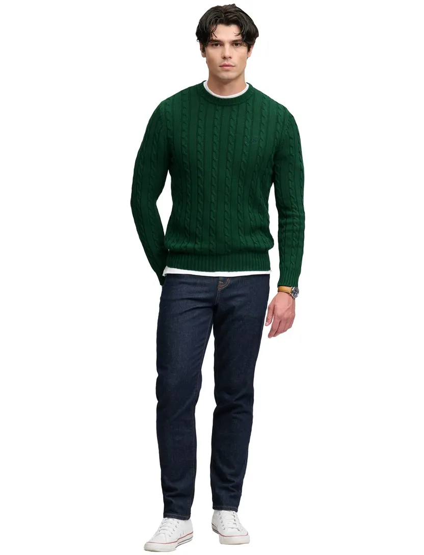 Trui Superdry donkergroen grof gebreid