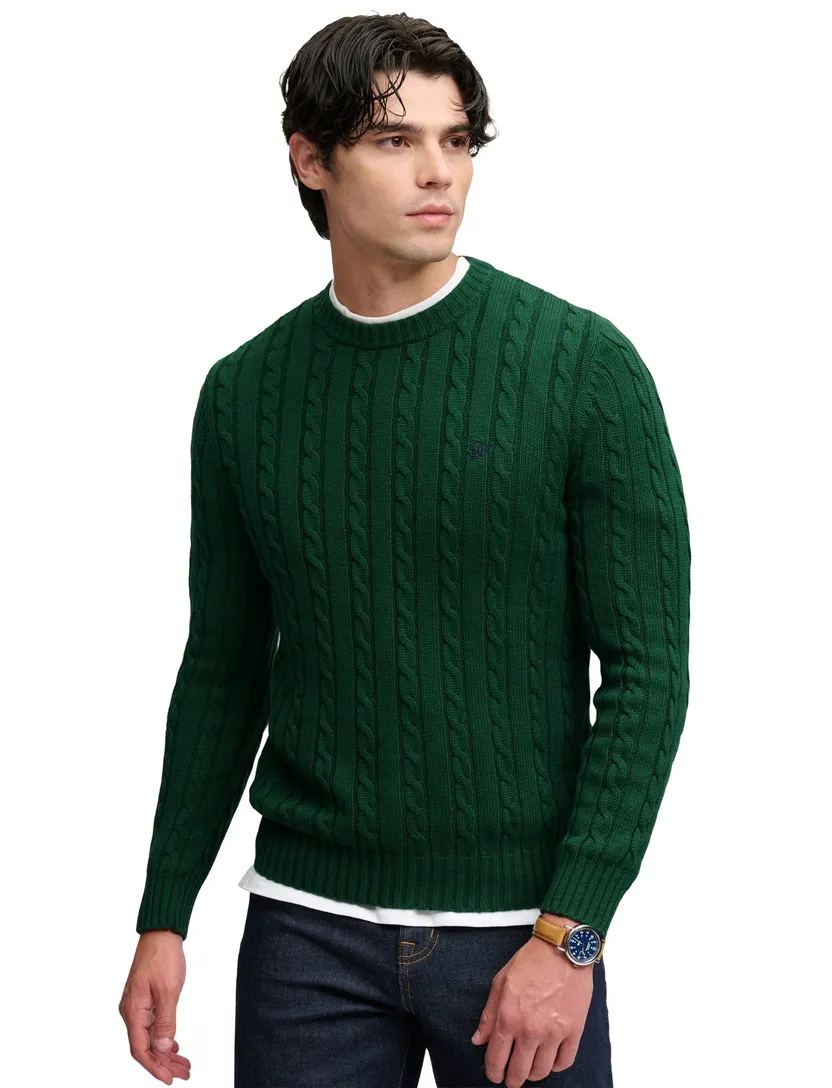 Trui Superdry donkergroen grof gebreid
