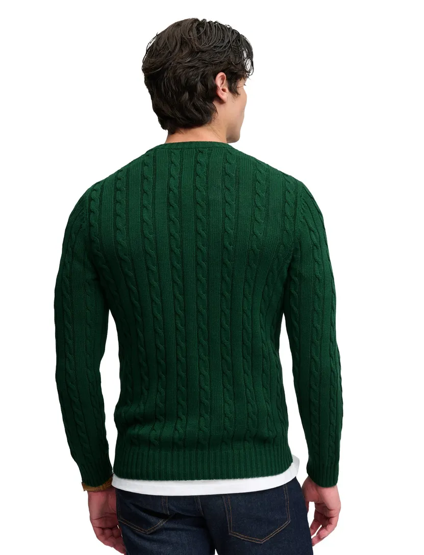 Trui Superdry donkergroen grof gebreid