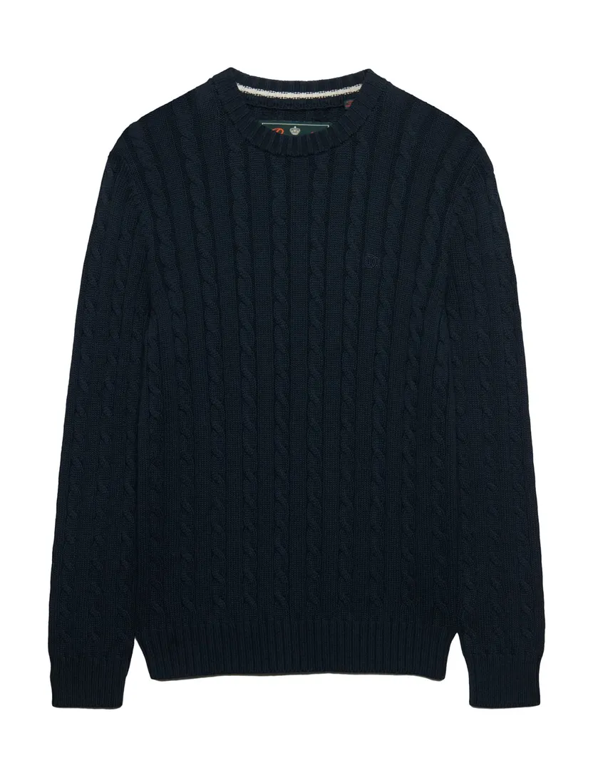 Trui Superdry donkerblauw grof gebreid