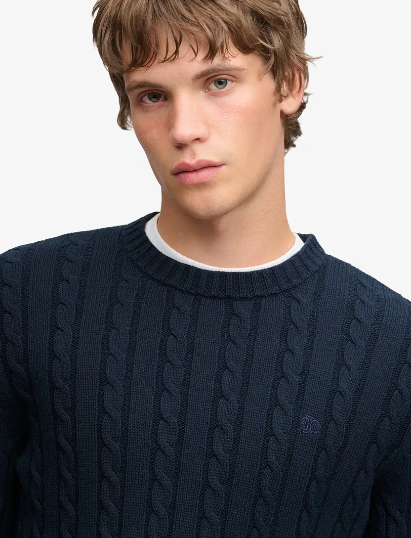 Trui Superdry donkerblauw grof gebreid