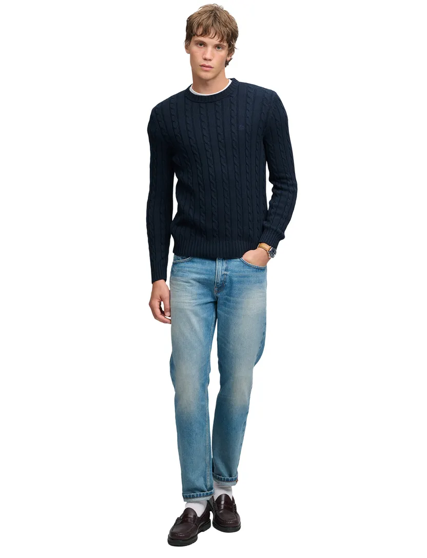 Trui Superdry donkerblauw grof gebreid