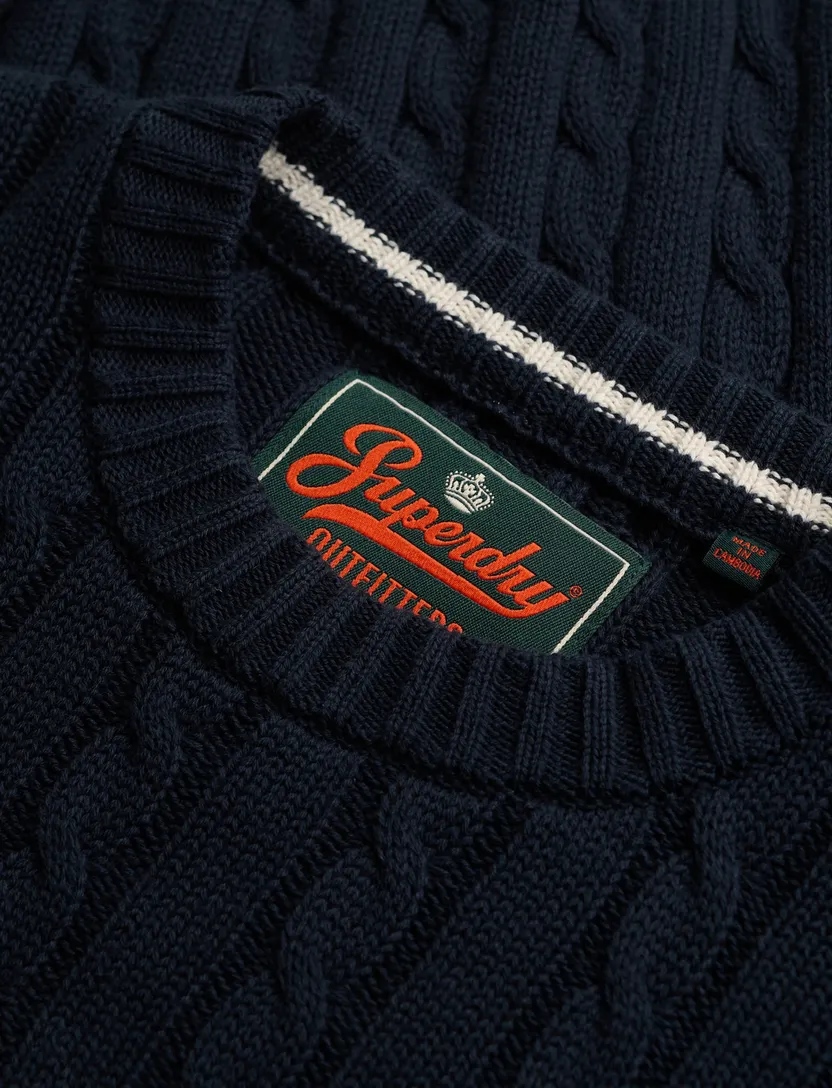 Trui Superdry donkerblauw grof gebreid