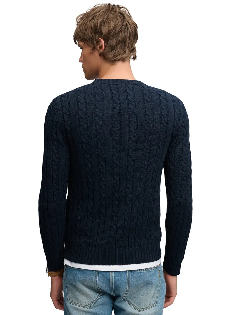 Trui Superdry donkerblauw grof gebreid