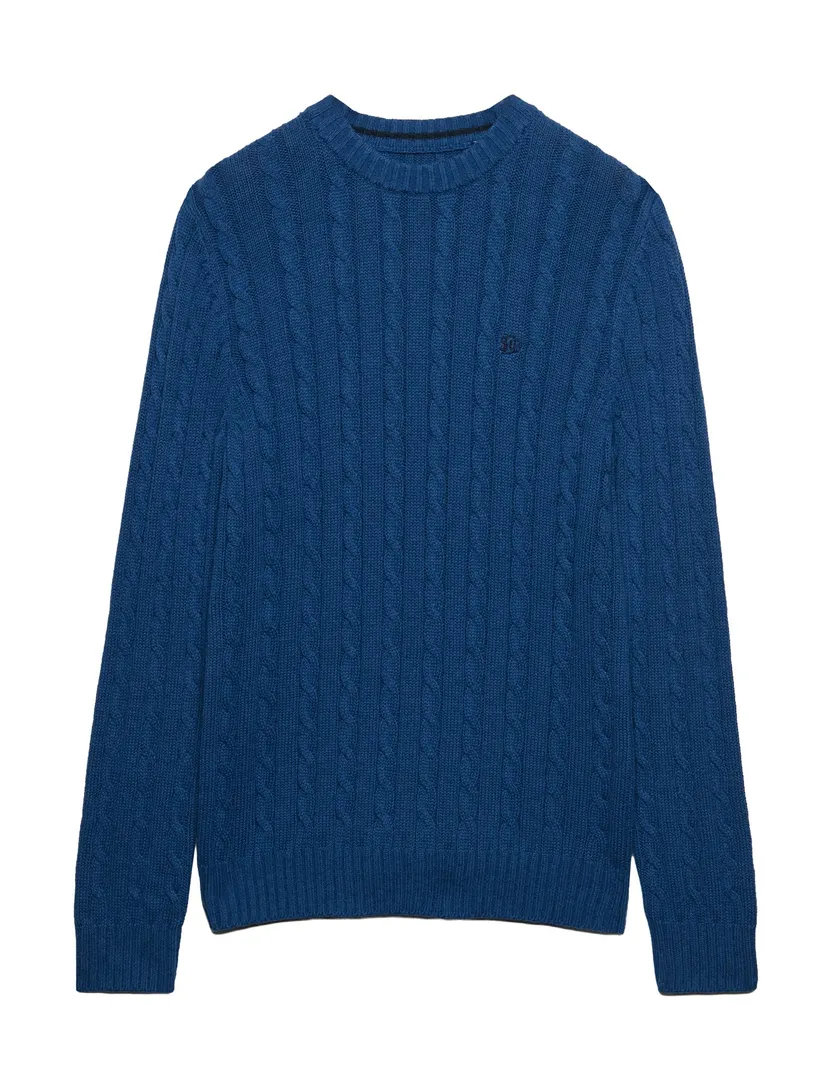 Trui Superdry blauw grof gebreid