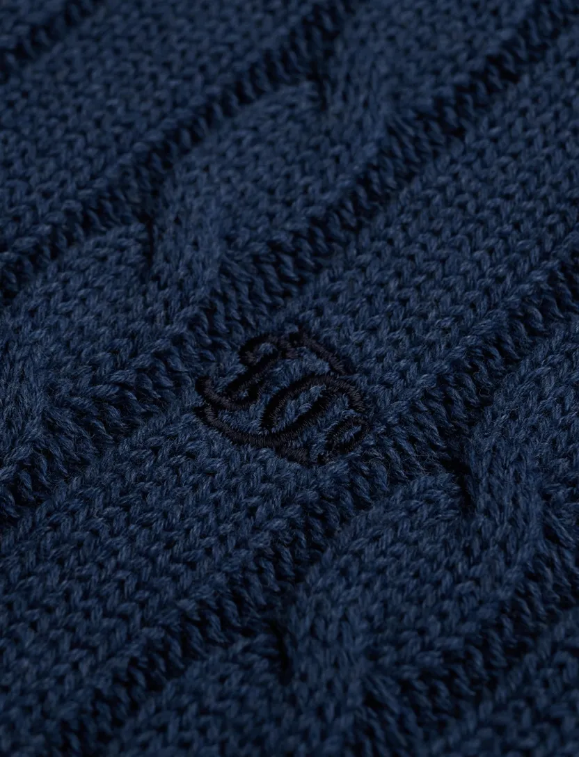 Trui Superdry blauw grof gebreid