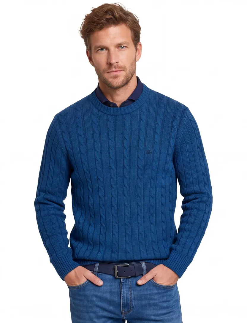 Trui Superdry blauw grof gebreid