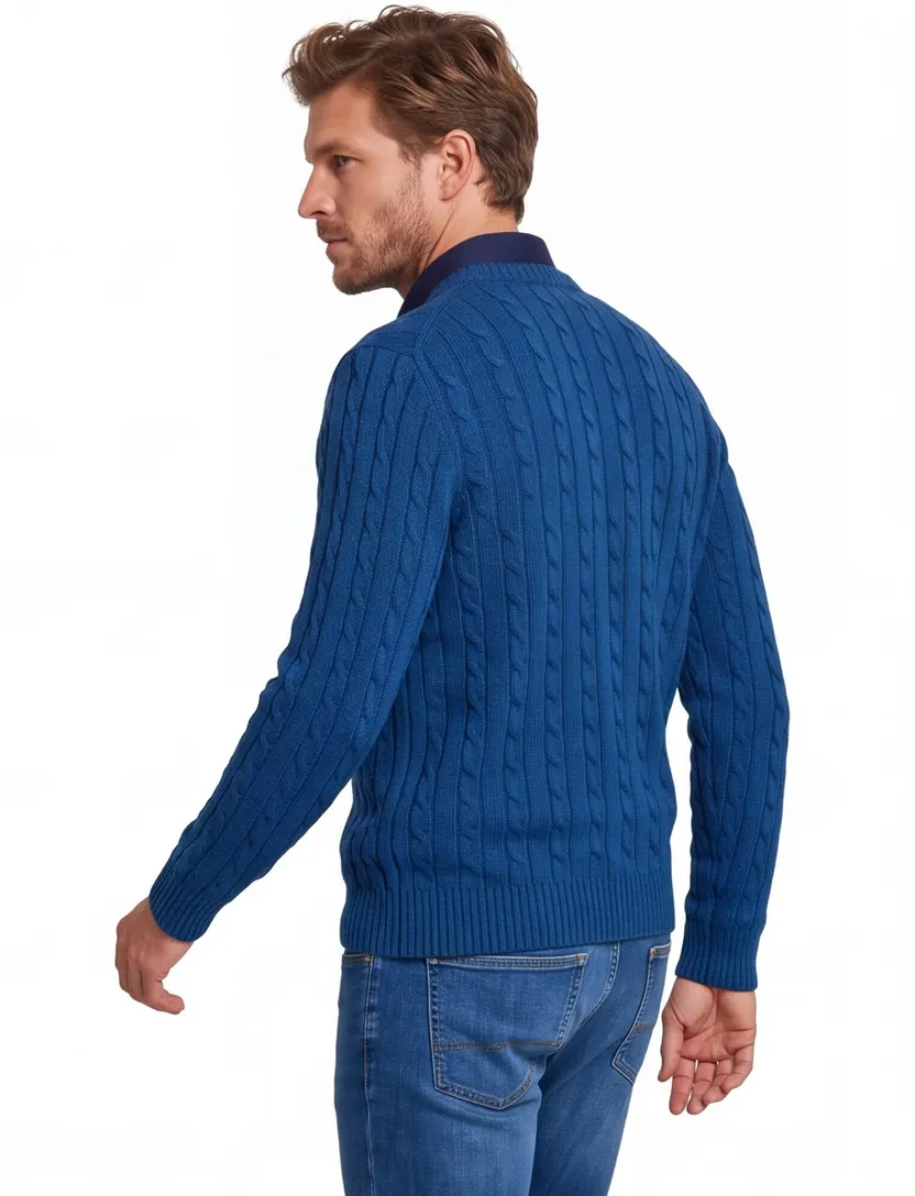 Trui Superdry blauw grof gebreid