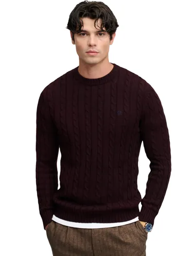 Superdry Trui Superdry bordeaux grof gebreid ronde hals