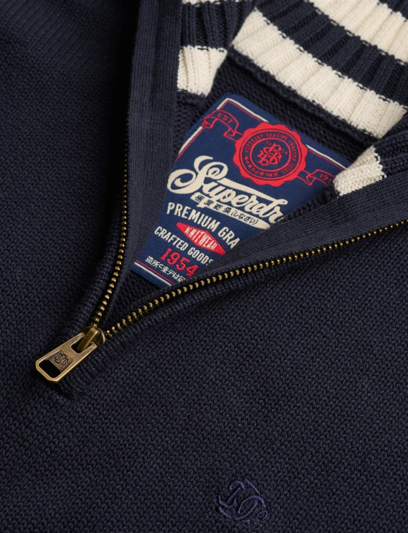 Trui Superdry half zip navy slim fit