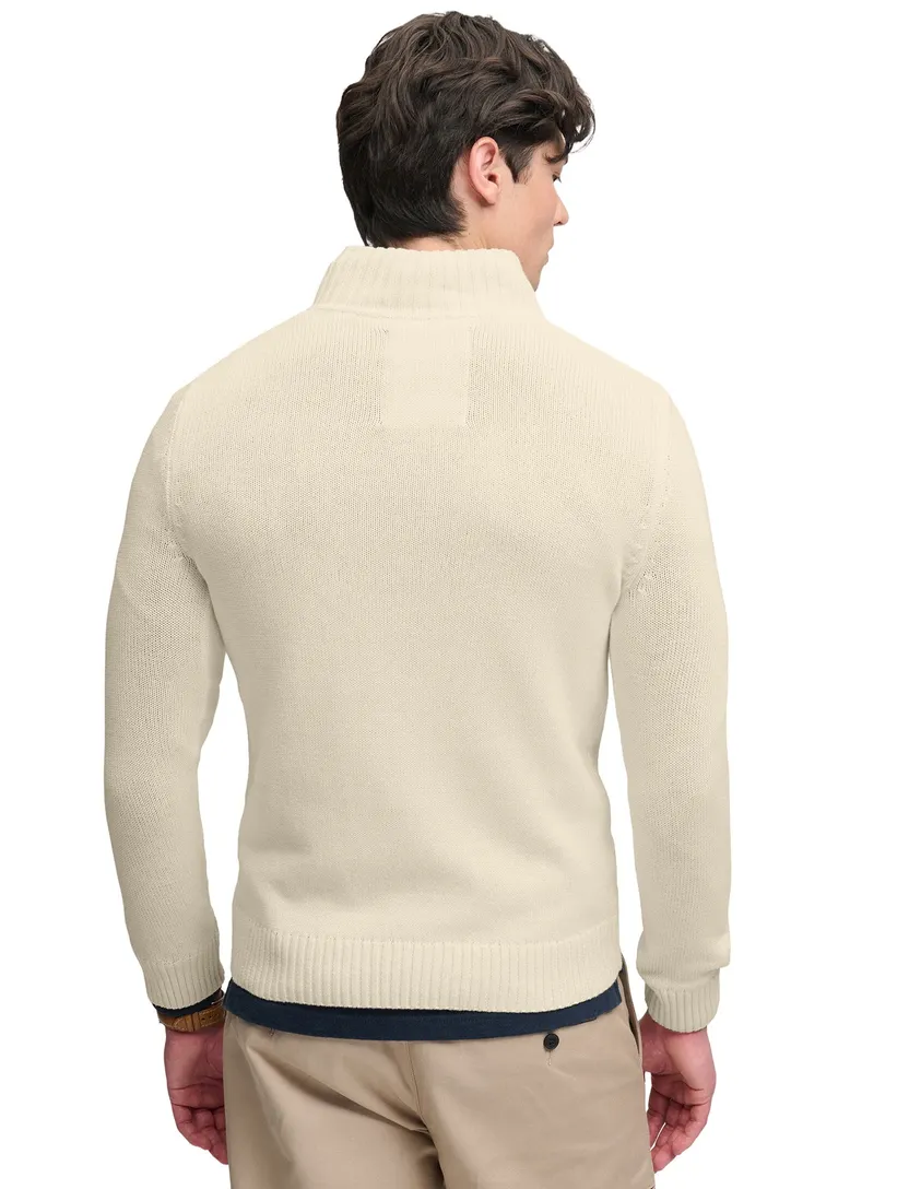 Trui Superdry half zip creme grof gebreid