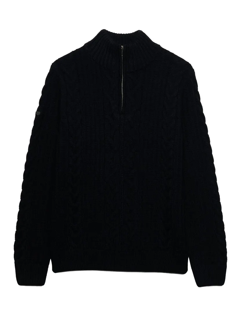 Superdry half zip trui donkerblauw grof gebreid