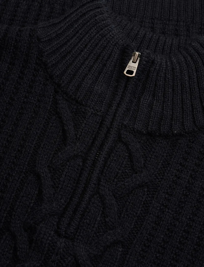 Superdry half zip trui donkerblauw grof gebreid