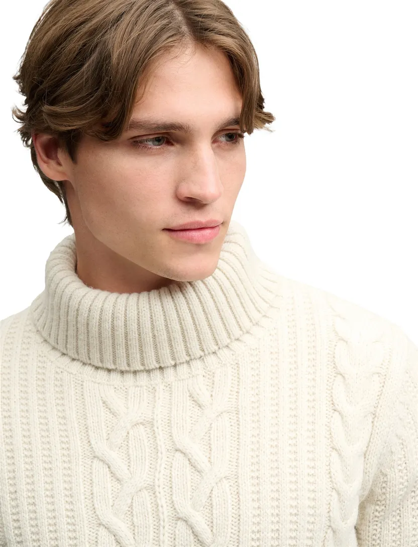 Trui Superdry wit coltrui grof gebreid