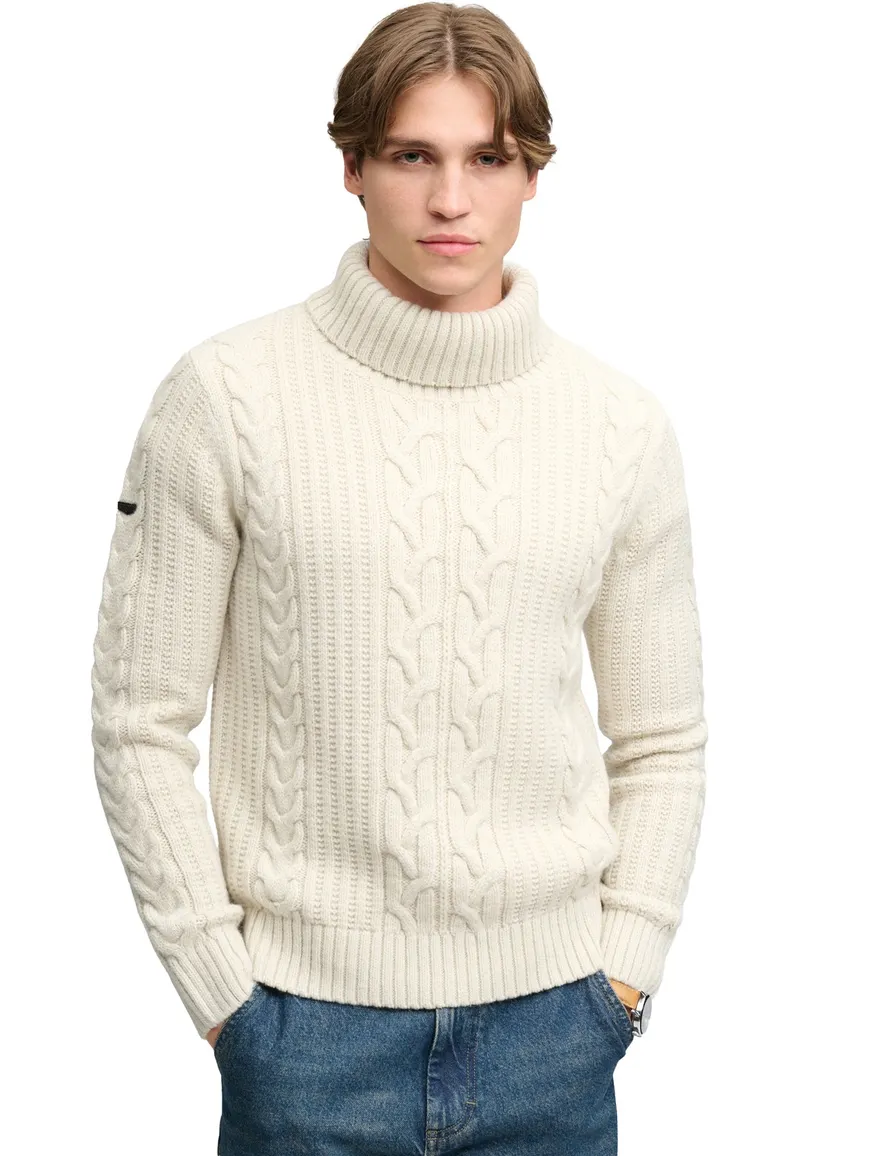 Superdry grof gebreide coltrui wit
