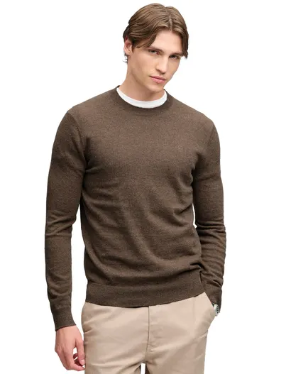 Superdry Superdry trui ronde hals bruin gebreid
