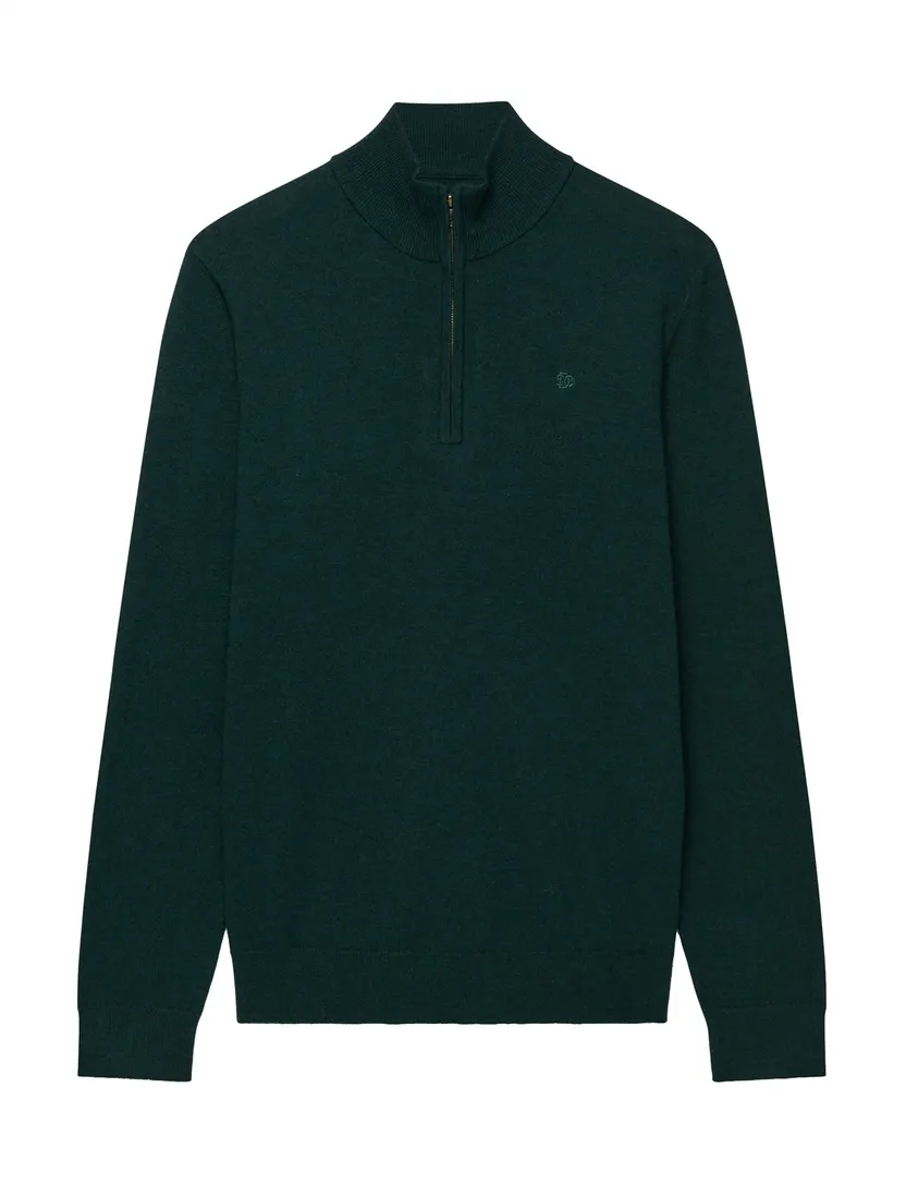 Superdry donkergroen half zip slim fit truien