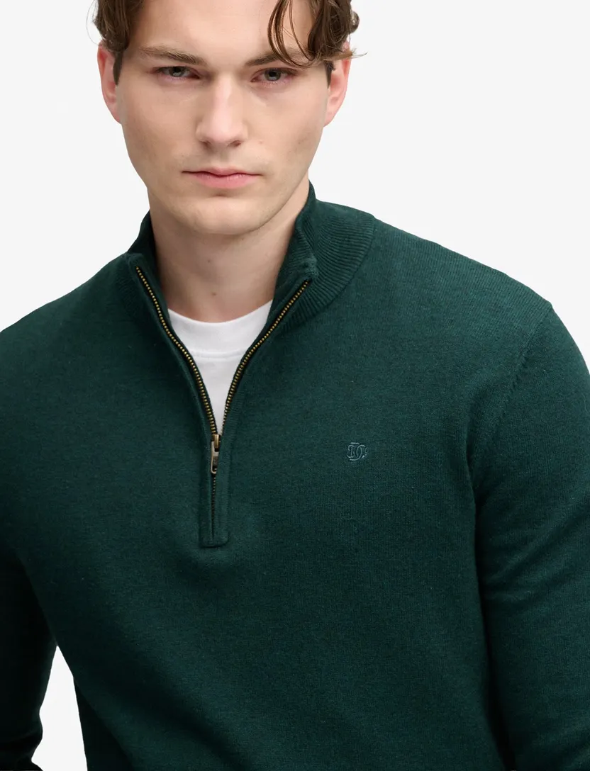 Superdry donkergroen half zip slim fit truien