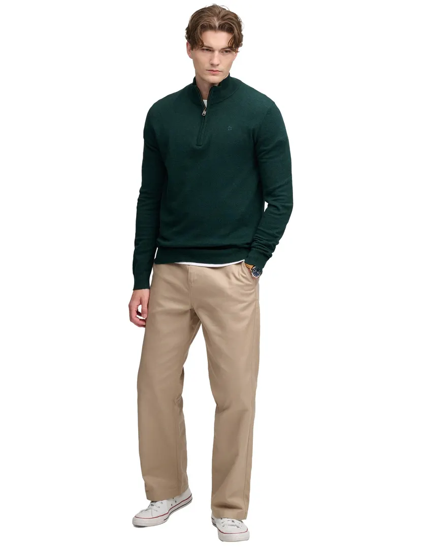 Superdry donkergroen half zip slim fit truien