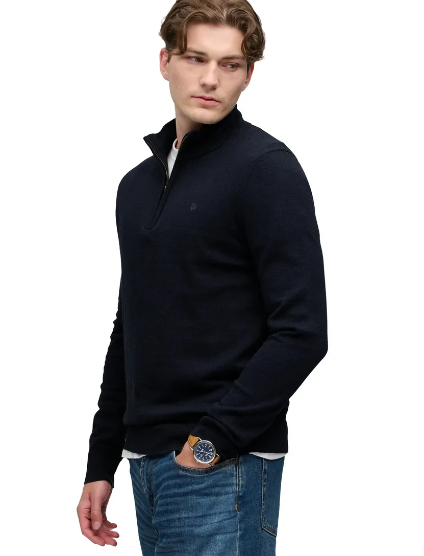 Superdry trui half zip donkerblauw slim fit