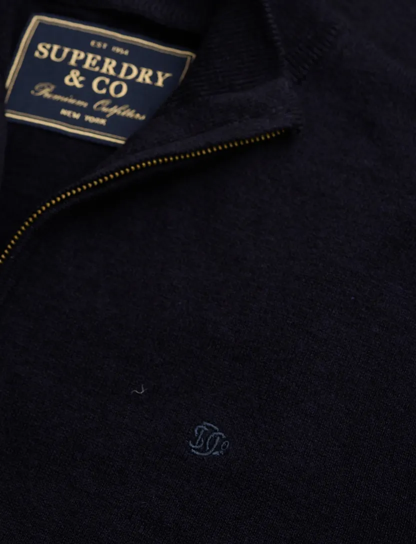 Superdry trui half zip donkerblauw slim fit