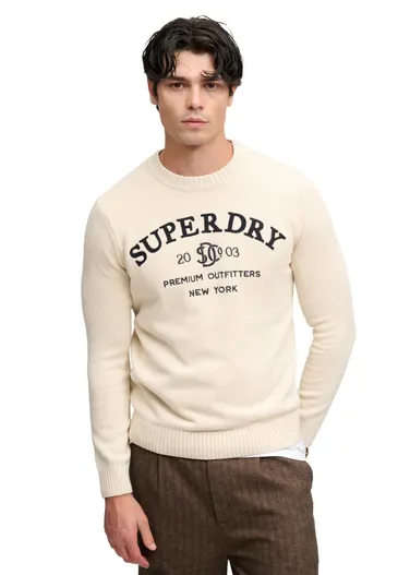 Superdry Trui Superdry creme opdruk slim fit