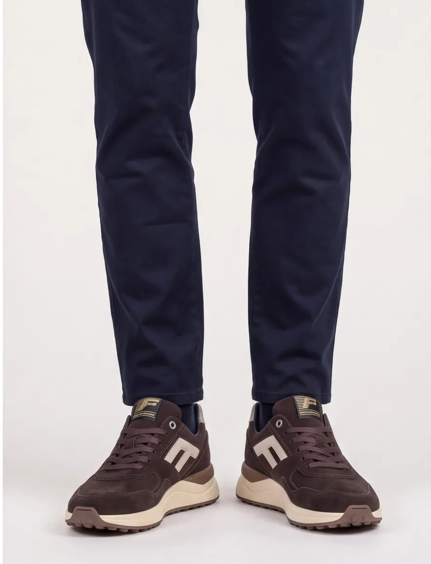 Floris van Bommel suede sneakers bruin