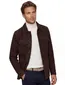 Profuomo overshirt in bruin geitenleer met borstzak