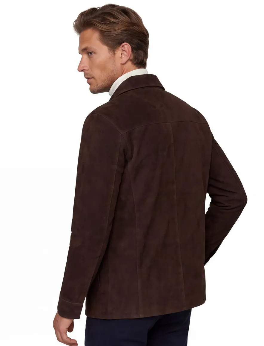 Overshirt Profuomo bruin OVERSHIRT PB SUEDE D.BROW