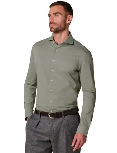 Profuomo Profuomo Japanese Knitted overhemd mint groen gemêleerd