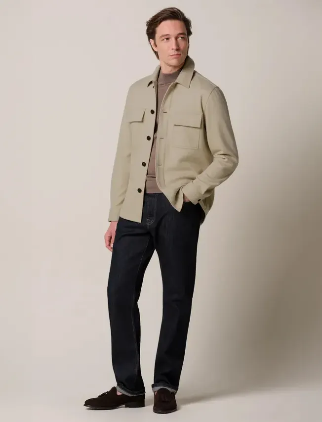 Overshirt Profuomo khaki polyester