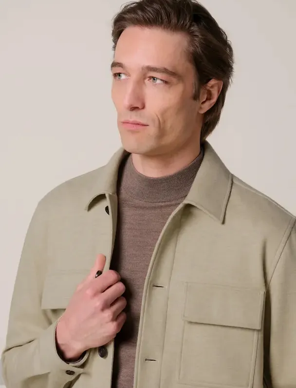 Profuomo overshirt khaki met borstzak