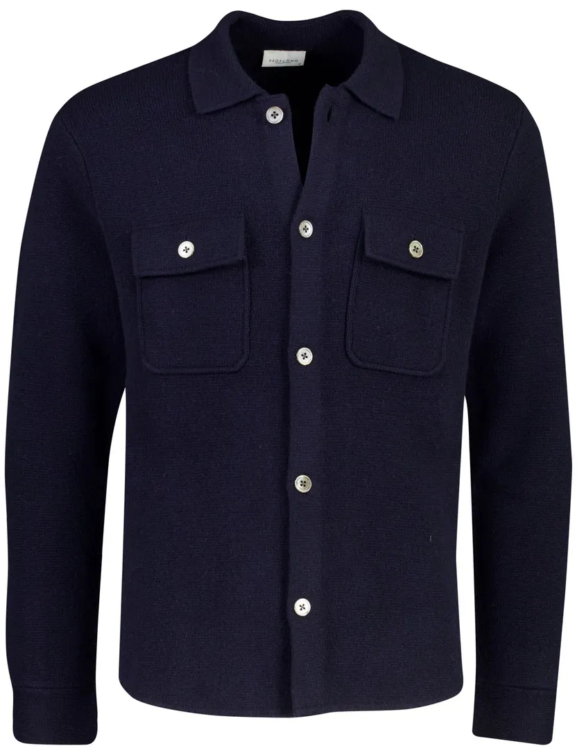 Vest Profuomo donkerblauw gebreid