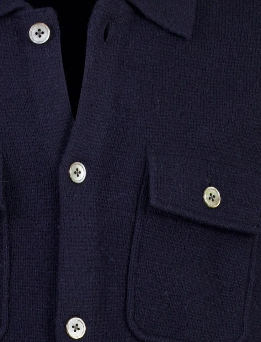 Vest Profuomo donkerblauw gebreid
