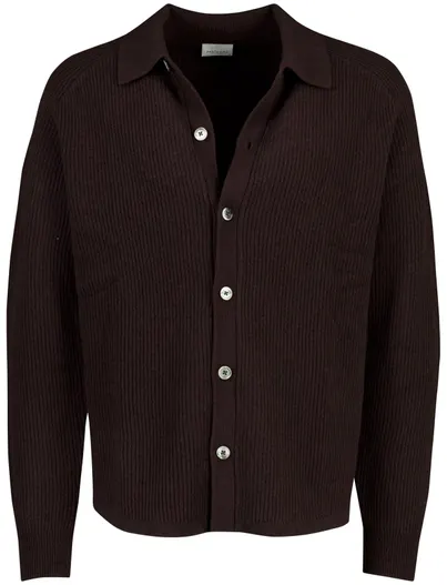 Profuomo Profuomo vest bruin gestreept gebreid