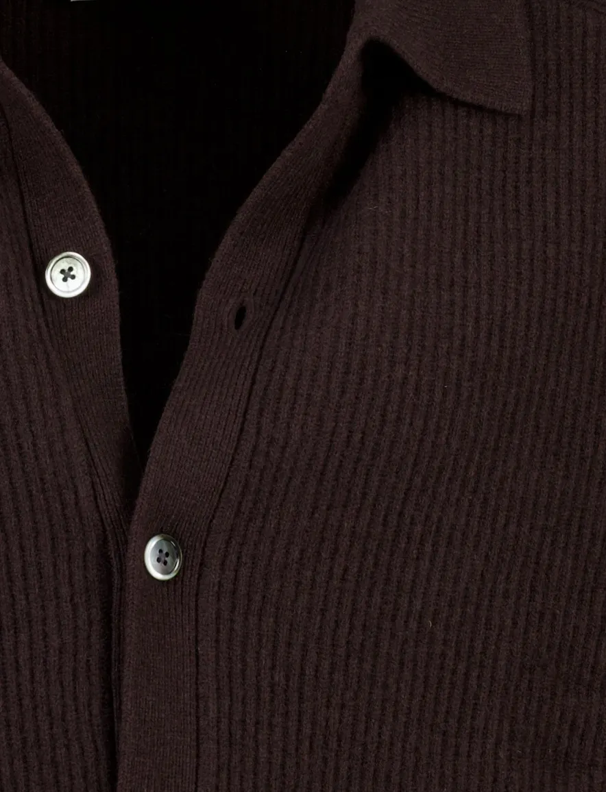 Profuomo vest bruin gestreept gebreid