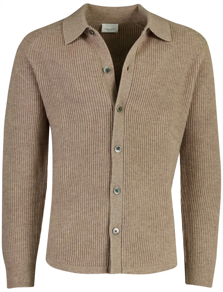Vest Profuomo beige OVERSHIRT FULL BUTTON BEI
