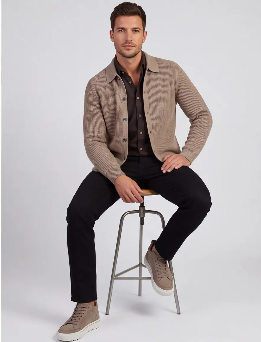 Vest Profuomo beige OVERSHIRT FULL BUTTON BEI