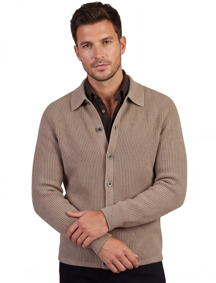 Vest Profuomo beige OVERSHIRT FULL BUTTON BEI